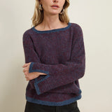 Willow Pullover Sweater - Strada Navy Truffle Stripe