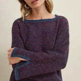 Willow Pullover Sweater - Strada Navy Truffle Stripe