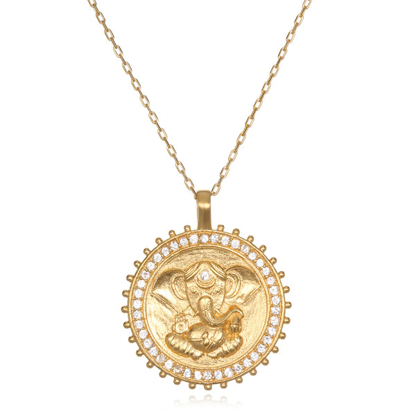 White Topaz Ganesha Necklace