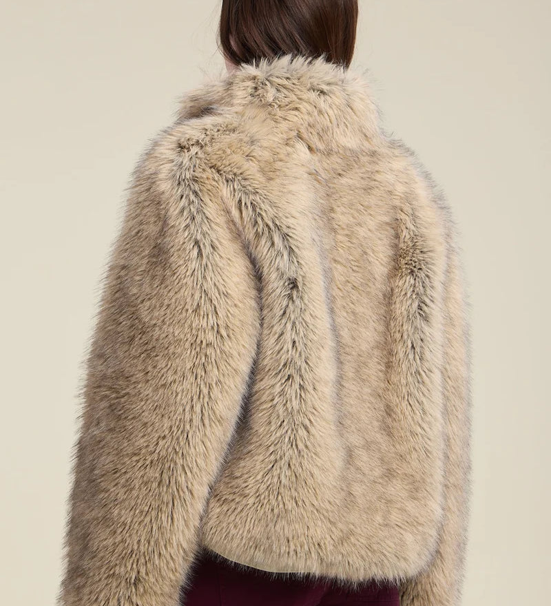 Noelle Lux Fur Jacket - Taupe