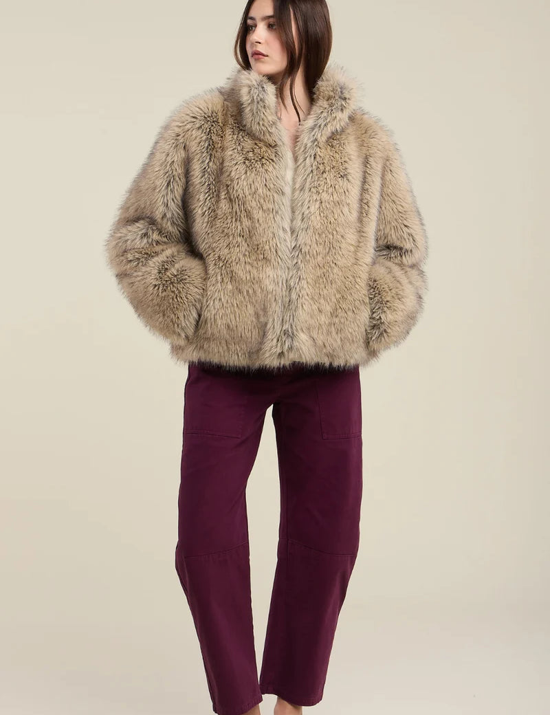 Noelle Lux Fur Jacket - Taupe