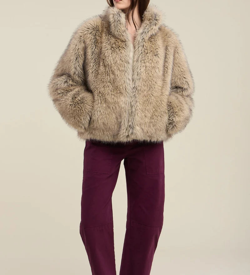 Noelle Lux Fur Jacket - Taupe