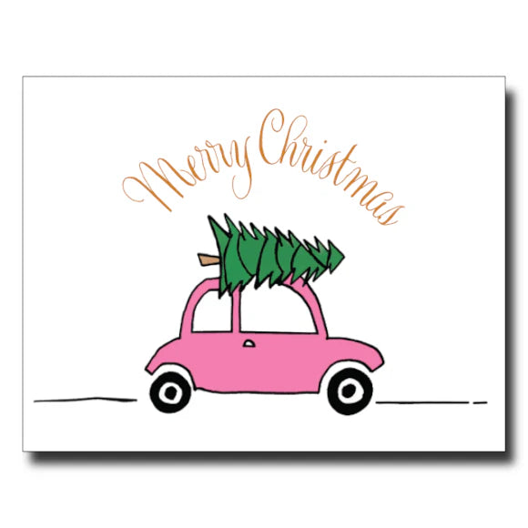 Pink Car Christmas Card