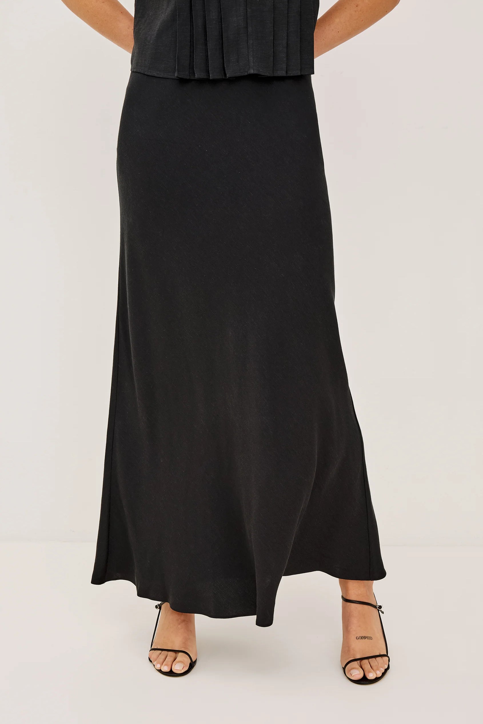 Romina Skirt - Black Linen