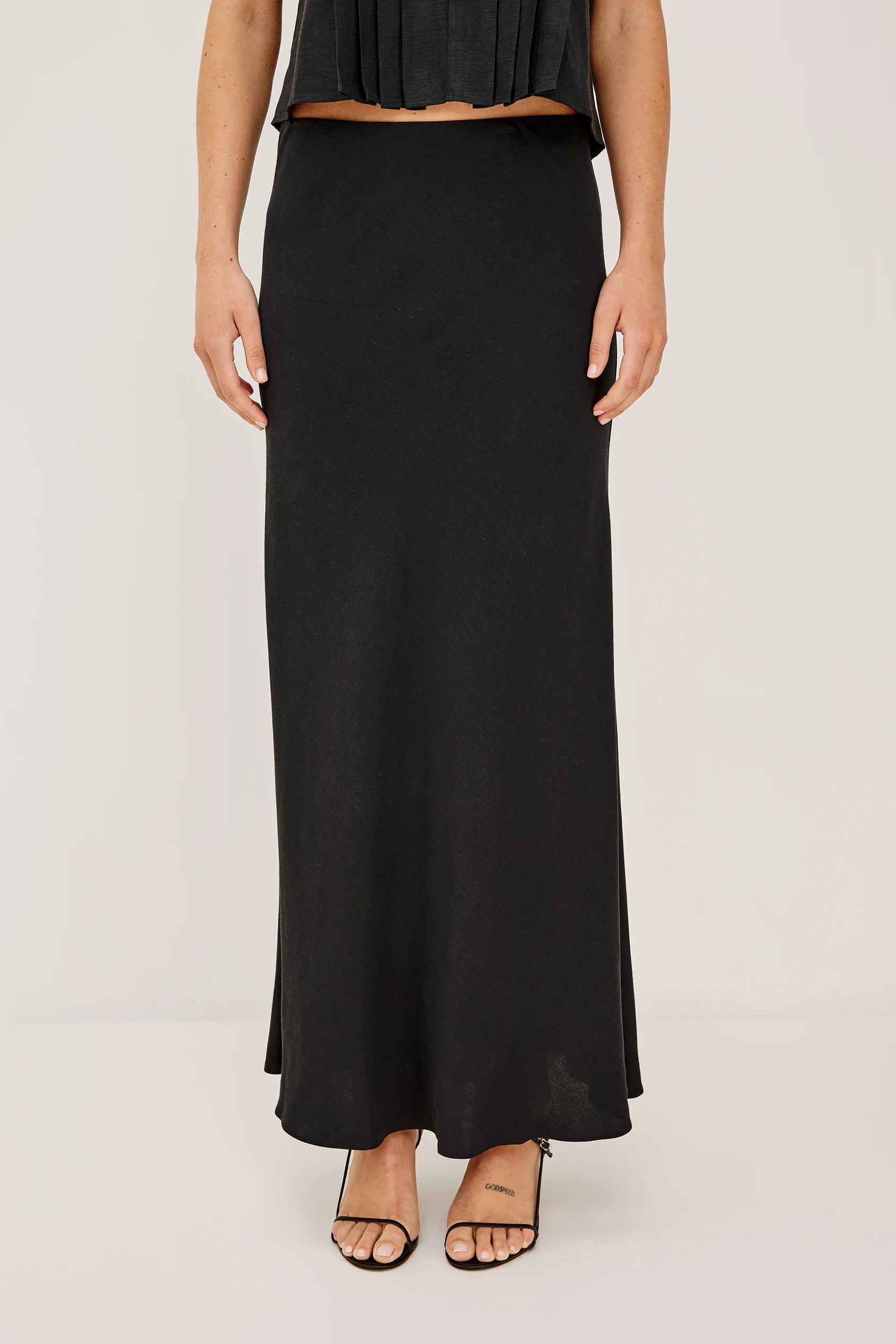 Romina Skirt - Black Linen