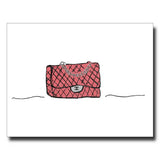Pink handbag with a chain detail on a white background