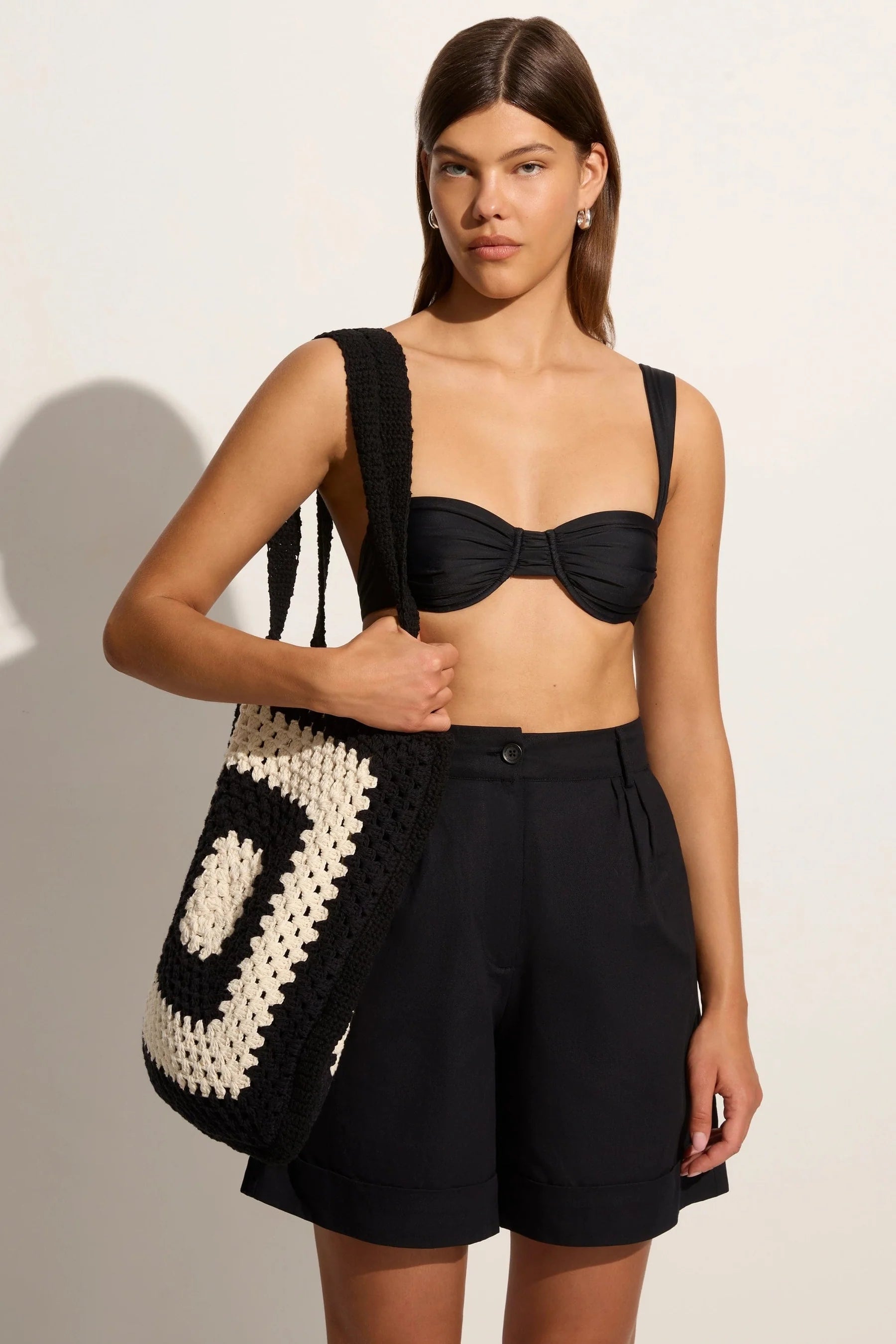 Ostia Crochet Bag-  Black/Off White