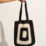 Ostia Crochet Bag-  Black/Off White