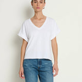 Stevie Cuffed V-Neck - Optic White