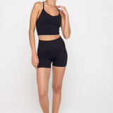 Bryn Seamless Crop Tank Solid - Black