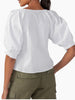 V-Neck Poplin Top -White