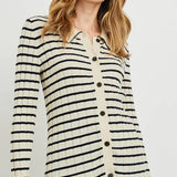 Aurelia Top - Ivory Navy Stripe