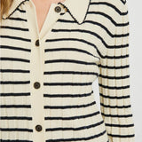 Aurelia Top - Ivory Navy Stripe