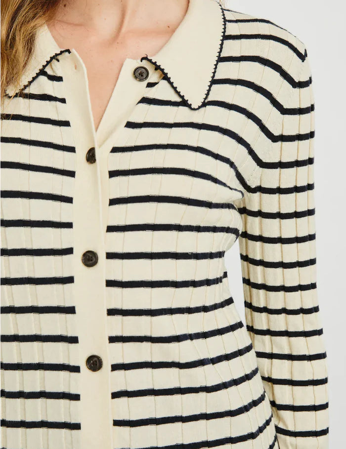 Aurelia Top - Ivory Navy Stripe