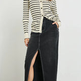 Aurelia Top - Ivory Navy Stripe