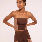 Enid Top - Faux Suede Mix