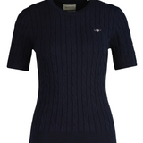 Cable Crew Neck- Evening Blue
