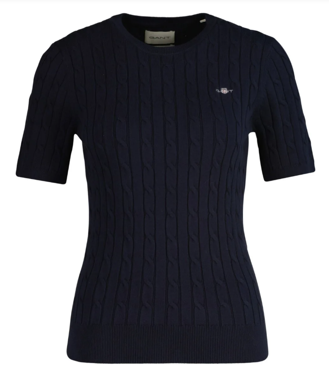 Cable Crew Neck- Evening Blue