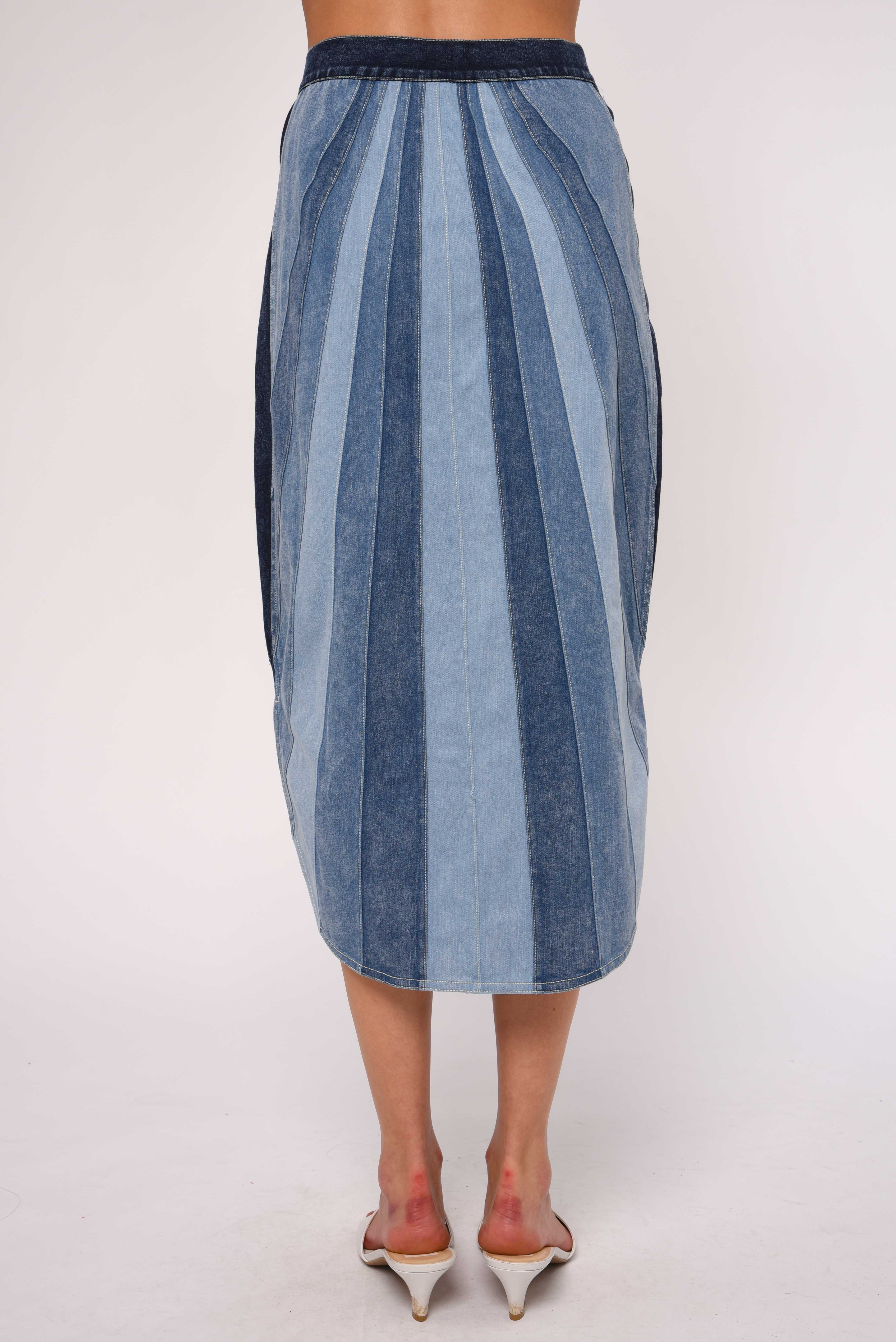 Appoline Midi Skirt - Paneled Denim