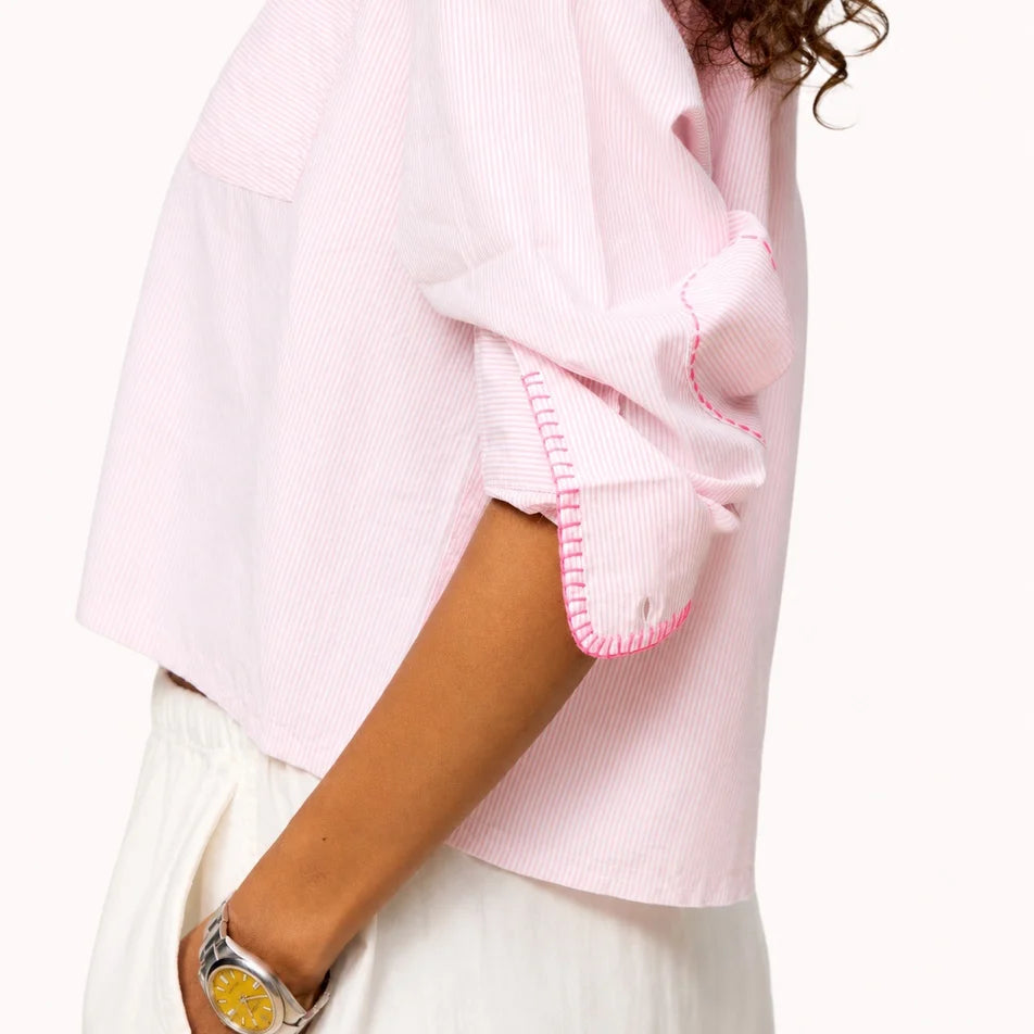 Tia Love Stripe Shirt - Hardly Pink White