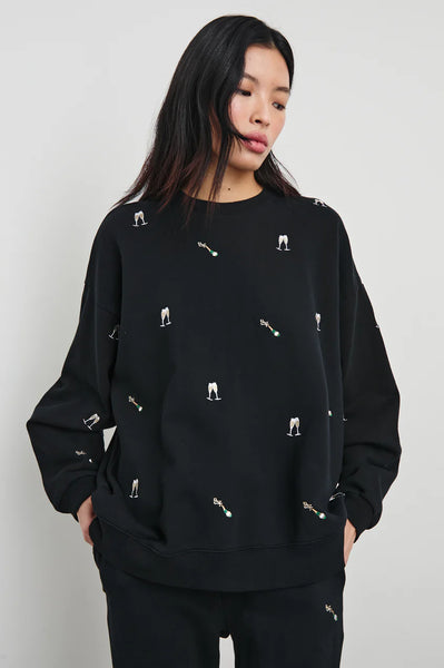 Varsity Sweatshirt - Black Champagne Embroidery