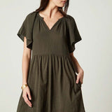 Jamie Cotton Slub Dress- Army Green