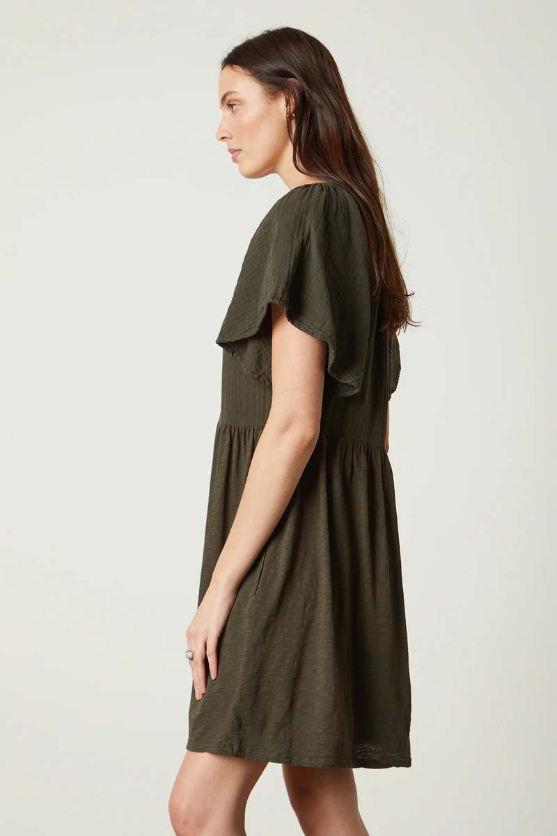Jamie Cotton Slub Dress- Army Green