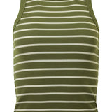 Morie Stripe Rib Tank - Kale
