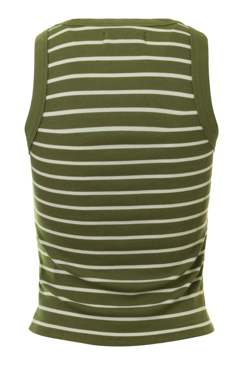 Morie Stripe Rib Tank - Kale