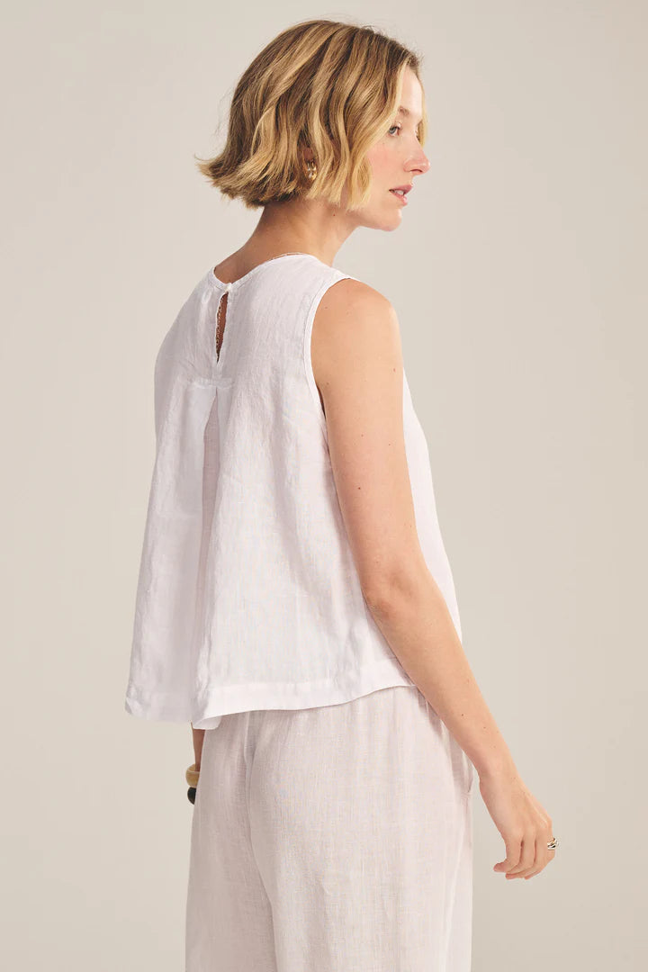 Maxine Linen Top - White