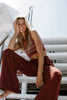 Lofty Slub Rib Claudia Wide Leg - Washed Burgundy