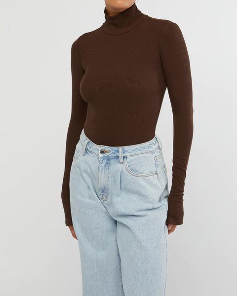Turtle Neck Bodysuit - Umber