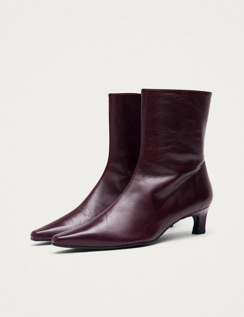 Ambar Rift Leather Ankle Boots - Burgundy