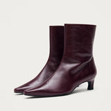Ambar Rift Leather Ankle Boots - Burgundy
