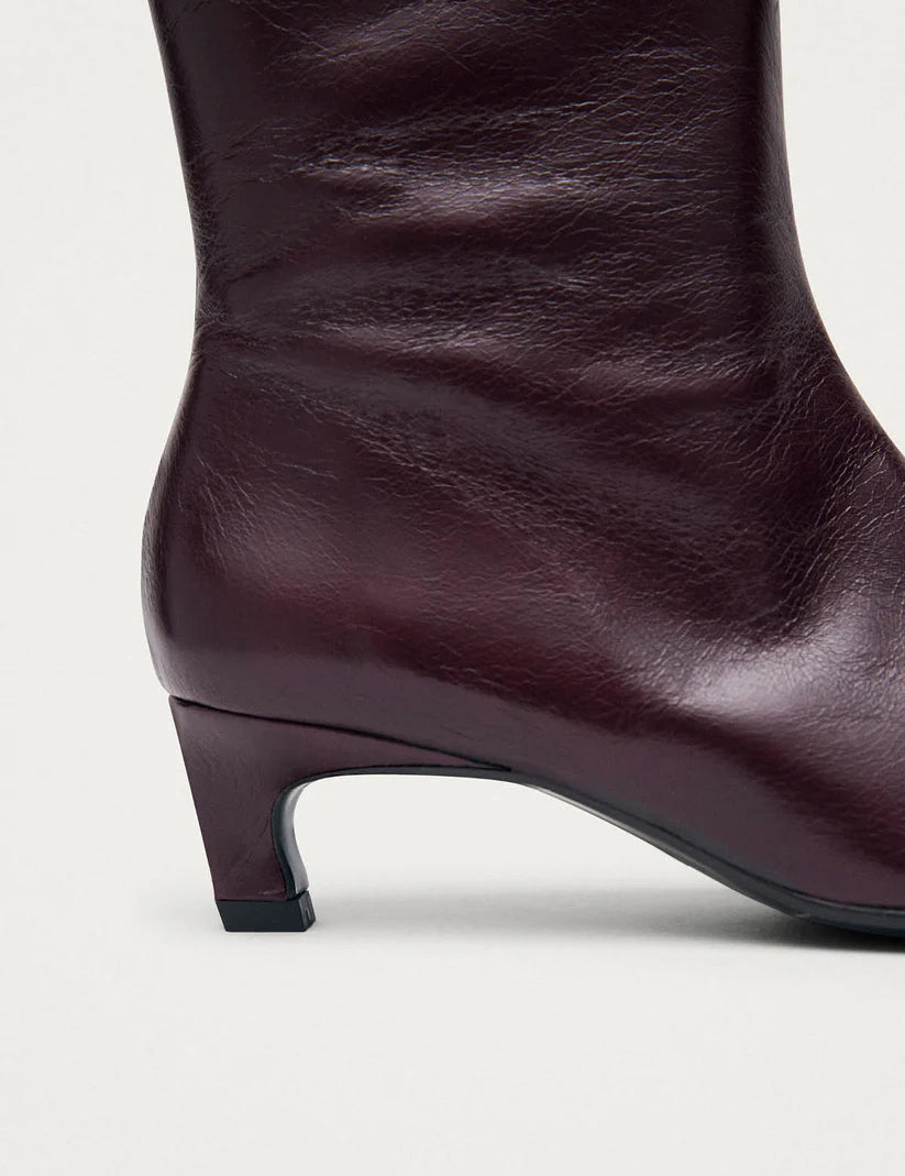 Ambar Rift Leather Ankle Boots - Burgundy