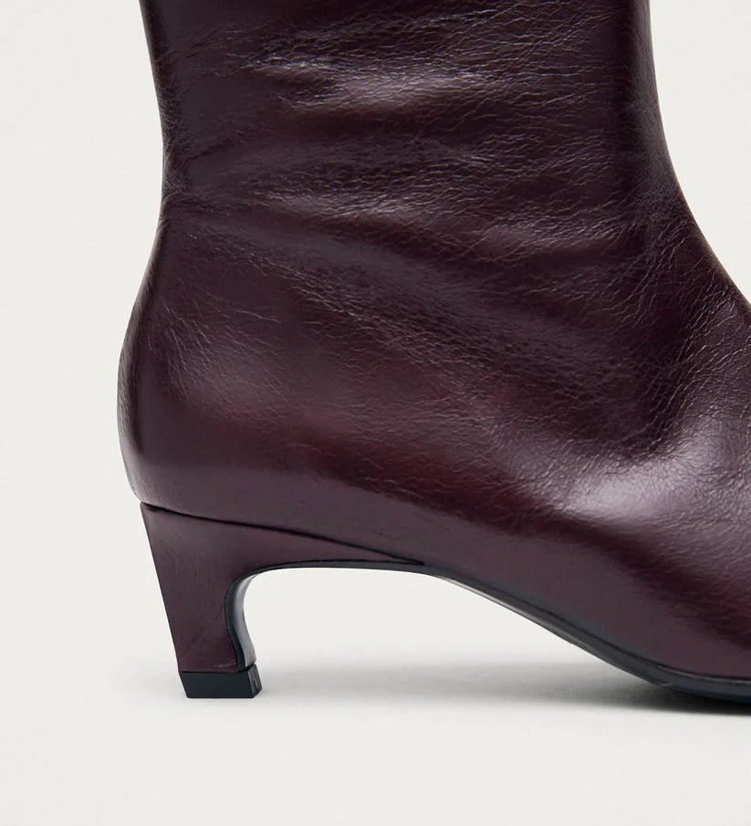 Ambar Rift Leather Ankle Boots - Burgundy
