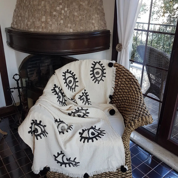 Evil Eye Throw Blanket - Black