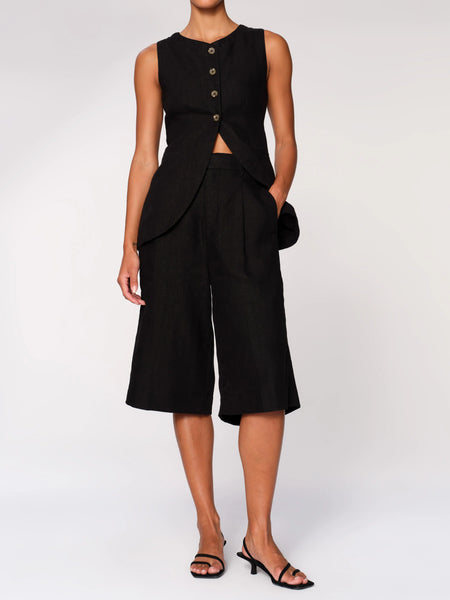 Hepburn Short-Black Linen