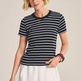 Brenda Stripe Rib Top - Midnight