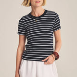 Brenda Stripe Rib Top - Midnight