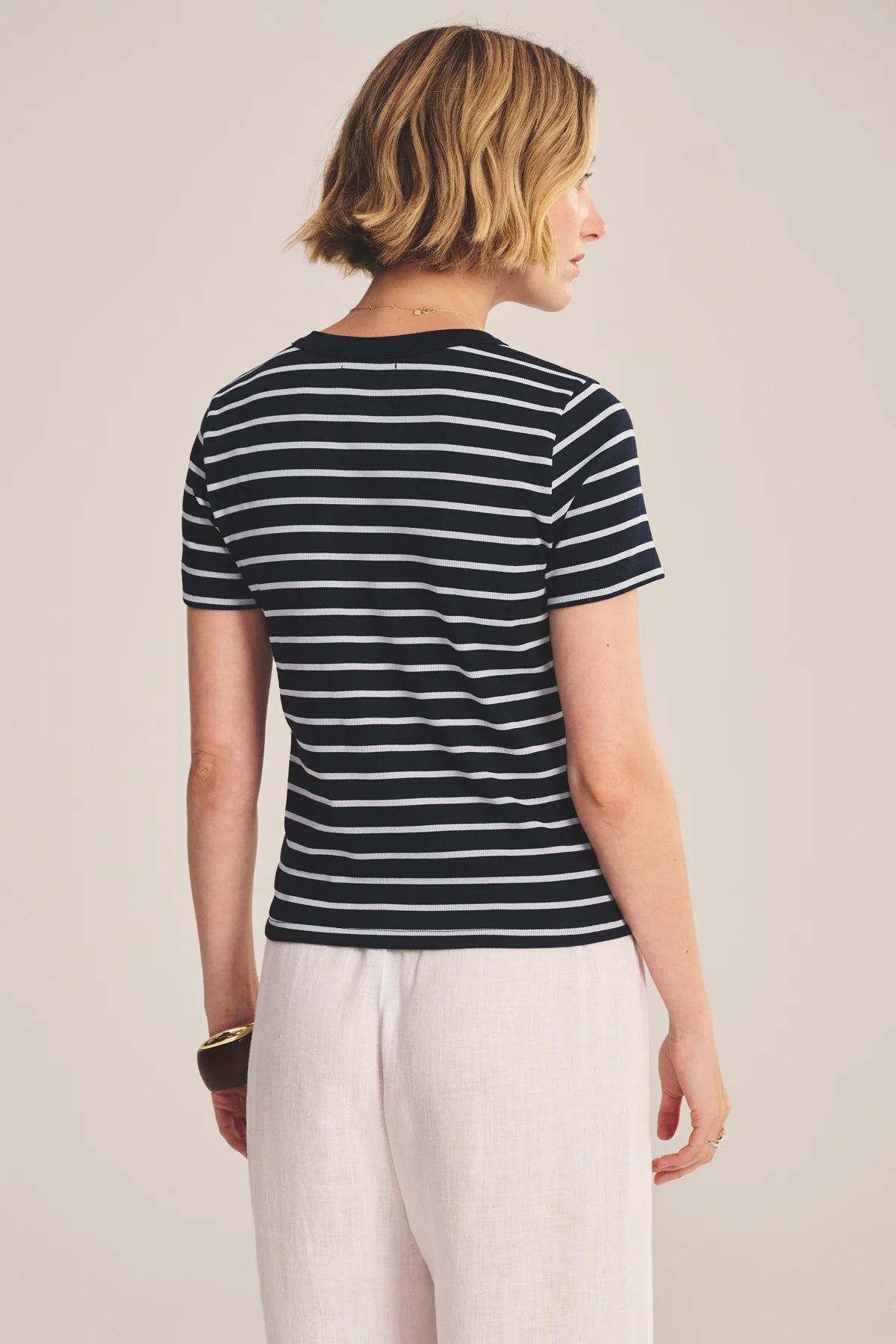 Brenda Stripe Rib Top - Midnight