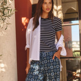 Brenda Stripe Rib Top - Midnight