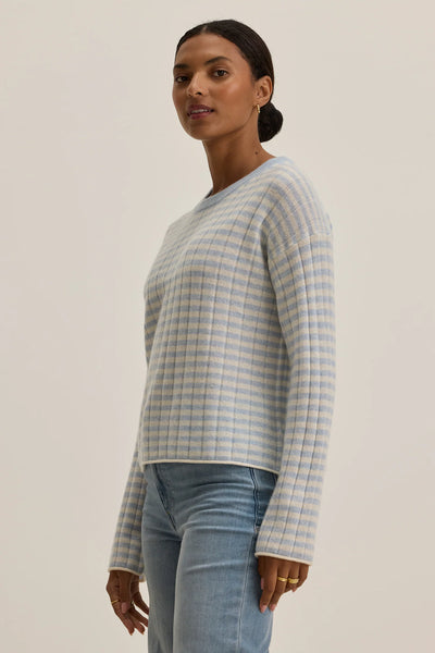 Monica Cashmere Striped Sweater - Ice/Ecru