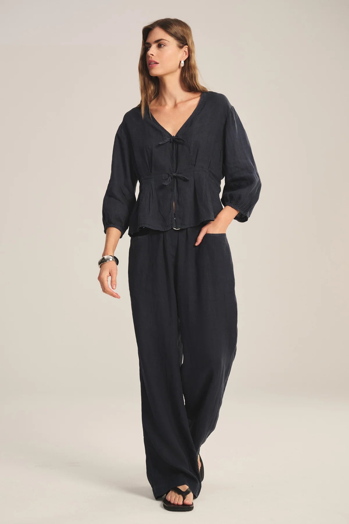 Clairo Linen Pant - Shadow