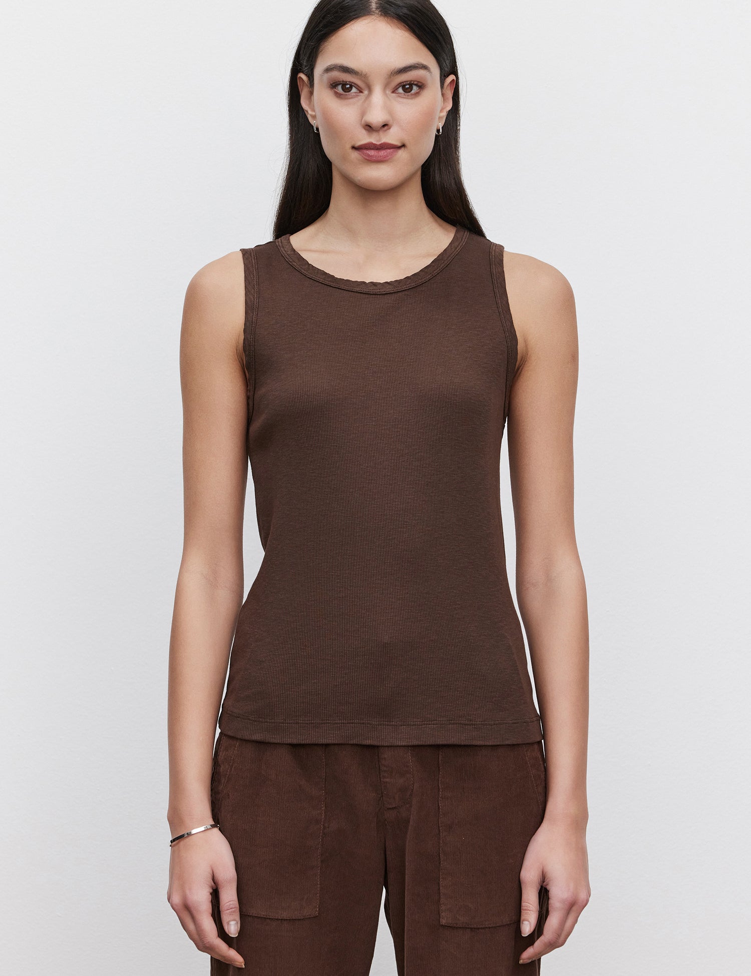 Maxie Cotton Slub Tank - Bark