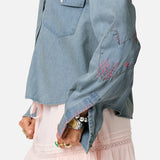 Western Pia Denim Shirt - True Denim/Pink