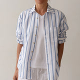 The Pop Shirt- Cornflower Stripe