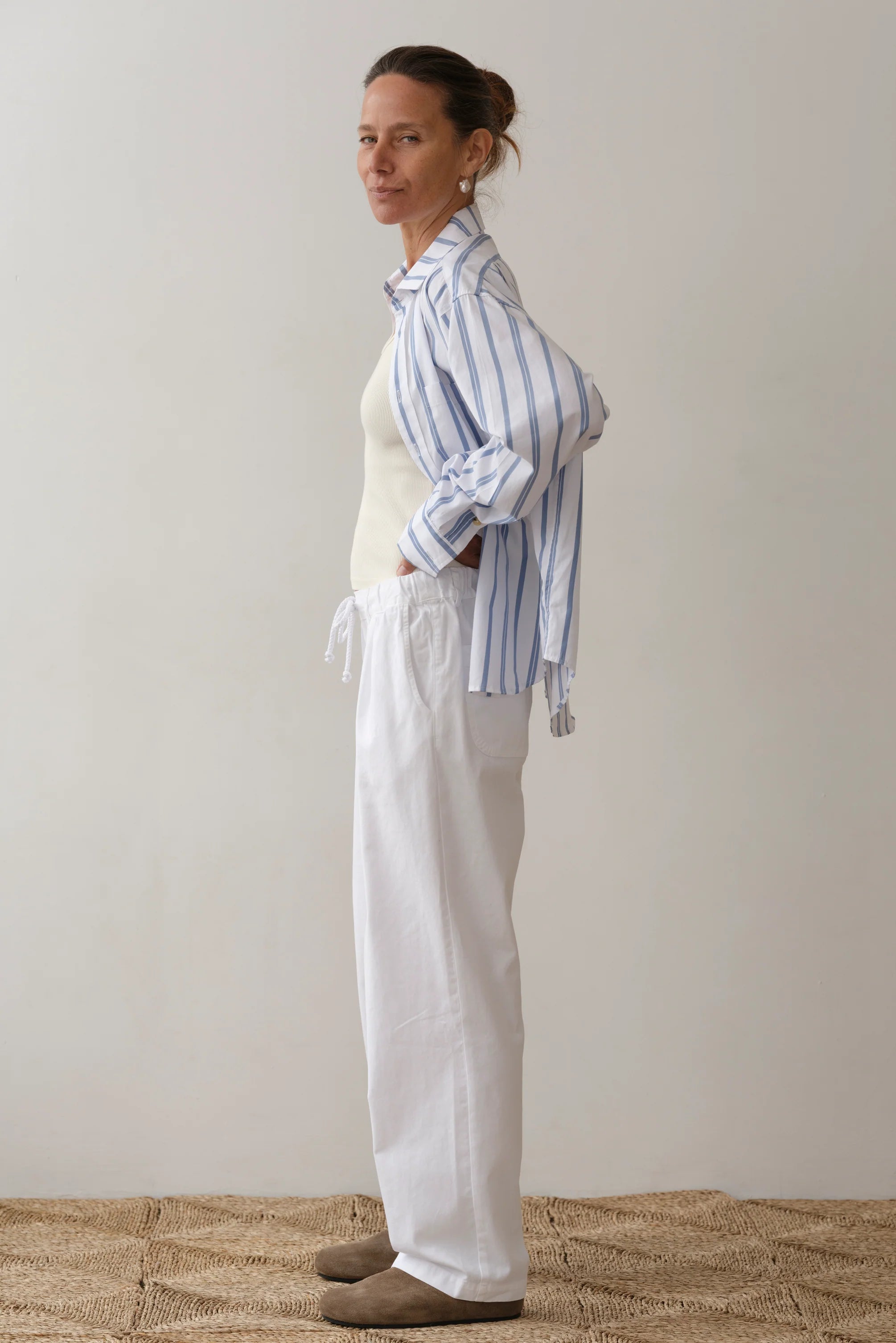 The Drawstring Chino Pant- Powder