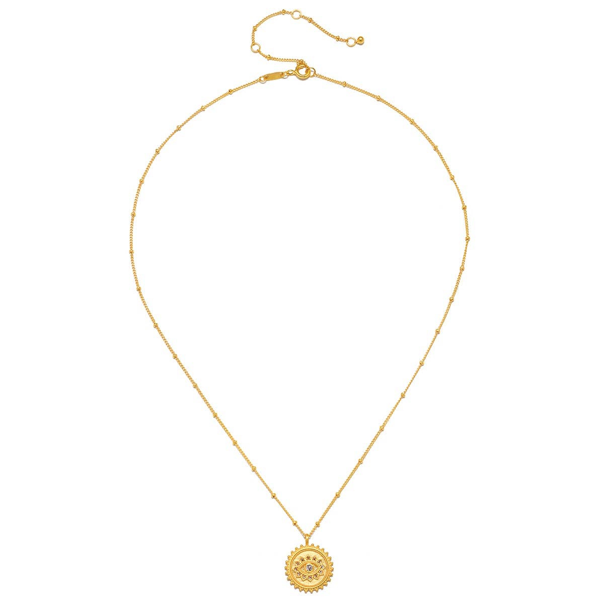 True Visionary White Topaz Evil Eye Necklace 18"
