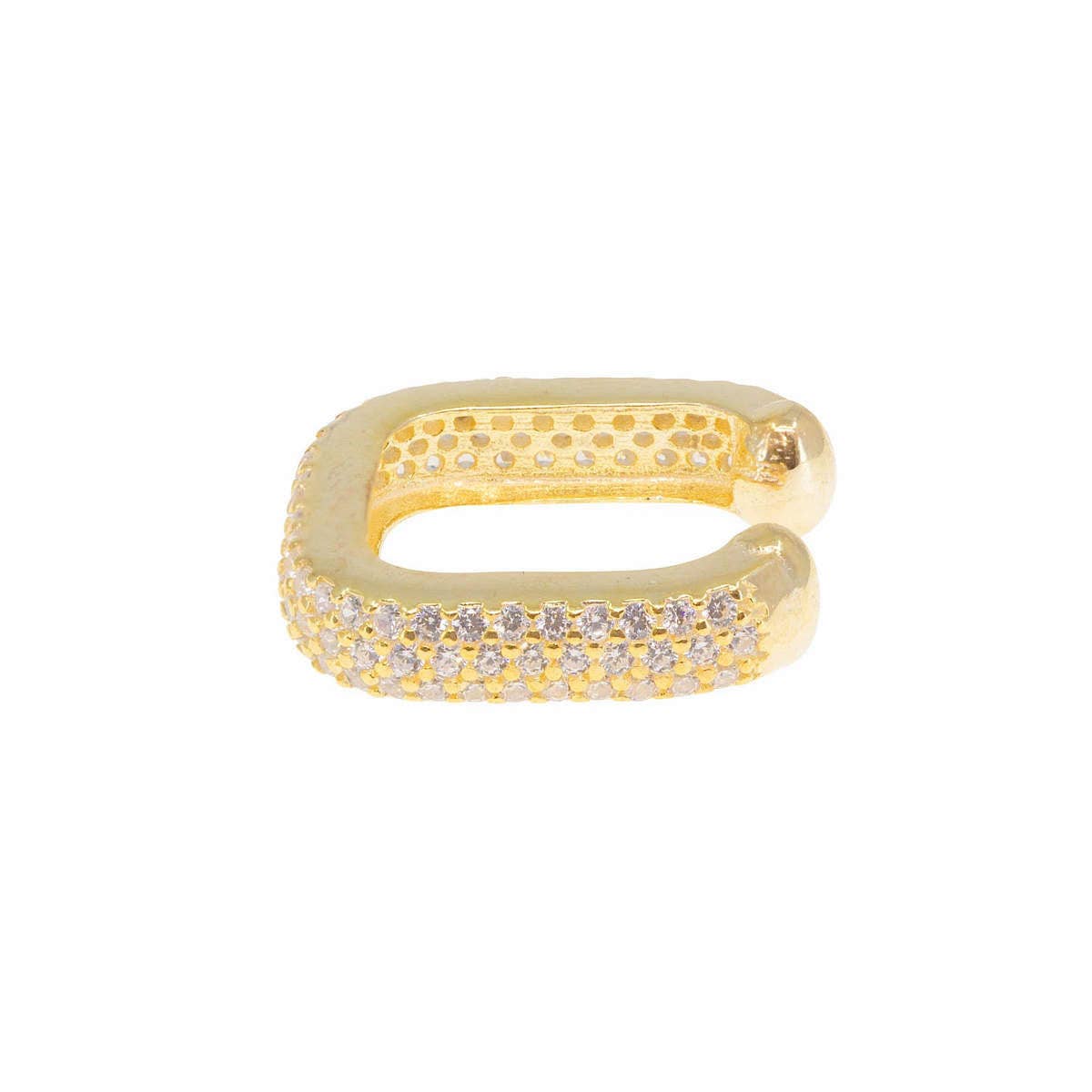 Fascinator Ear Cuff in Crystal Clear: Gold
